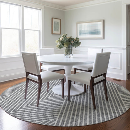 Machine Washable Indoor/ Outdoor Modern Geo Chantille Rug