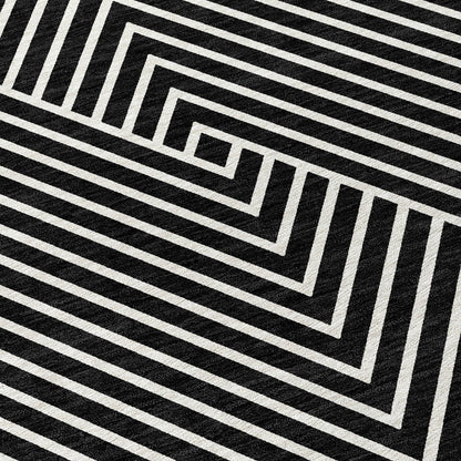 Machine Washable Indoor/ Outdoor Modern Geo Chantille Rug