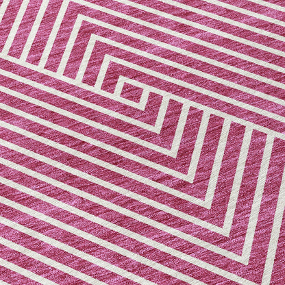 Machine Washable Indoor/ Outdoor Modern Geo Chantille Rug