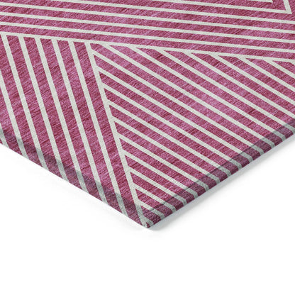 Machine Washable Indoor/ Outdoor Modern Geo Chantille Rug