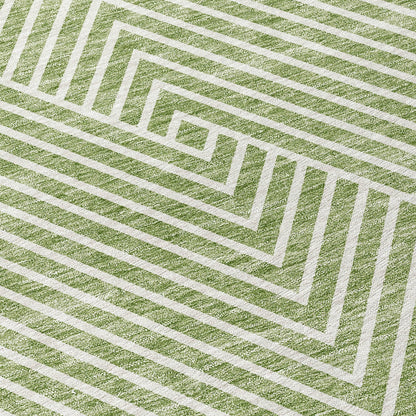 Machine Washable Indoor/ Outdoor Modern Geo Chantille Rug