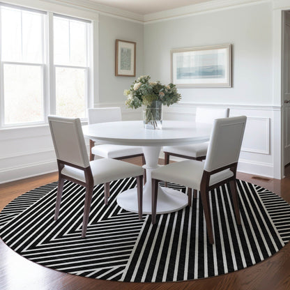 Machine Washable Indoor/ Outdoor Modern Geo Chantille Rug