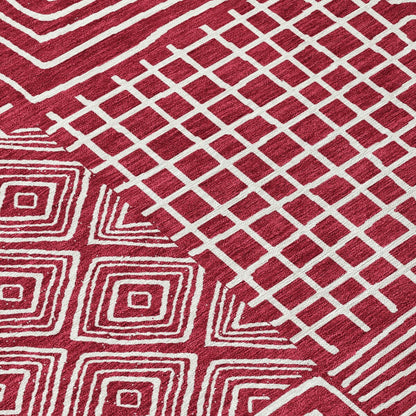 Machine Washable Indoor/ Outdoor Modern Mosaic Chantille Rug