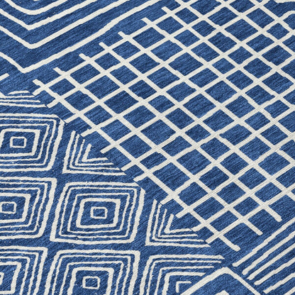 Machine Washable Indoor/ Outdoor Modern Mosaic Chantille Rug
