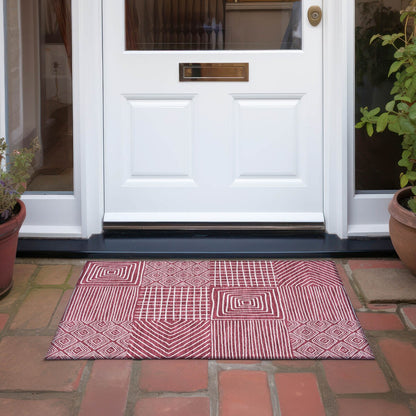Machine Washable Indoor/ Outdoor Modern Mosaic Chantille Rug