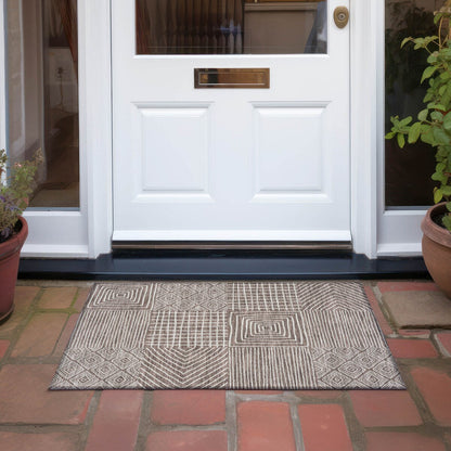 Machine Washable Indoor/ Outdoor Modern Mosaic Chantille Rug