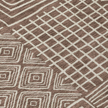 Machine Washable Indoor/ Outdoor Modern Mosaic Chantille Rug