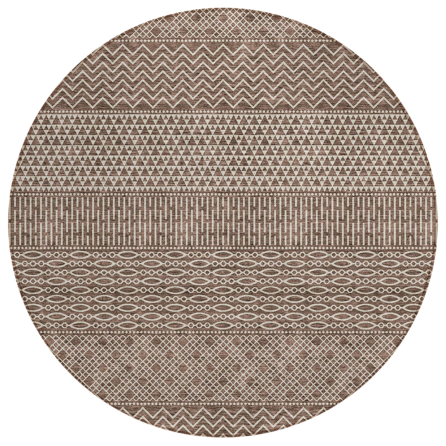 Machine Washable Indoor/ Outdoor Modern Stripes Chantille Rug