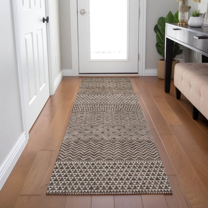 Machine Washable Indoor/ Outdoor Modern Stripes Chantille Rug