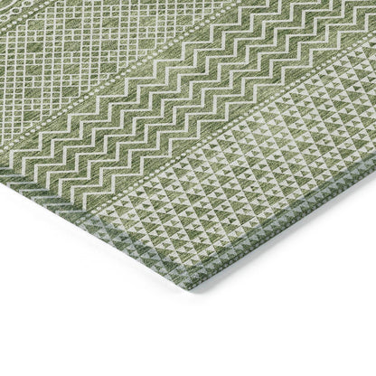 Machine Washable Indoor/ Outdoor Modern Stripes Chantille Rug