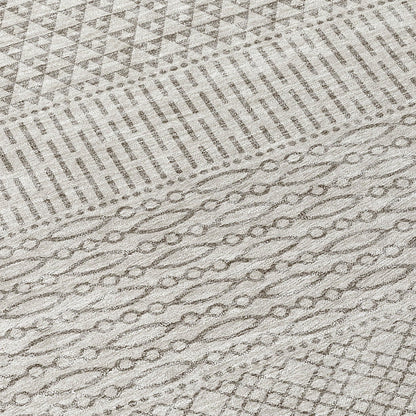 Machine Washable Indoor/ Outdoor Modern Stripes Chantille Rug