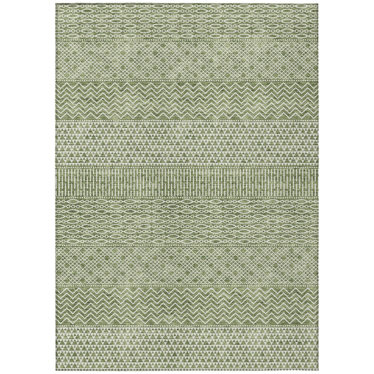 Machine Washable Indoor/ Outdoor Modern Stripes Chantille Rug