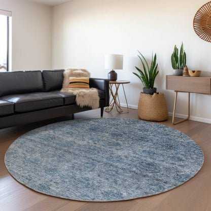 Machine Washable Indoor/ Outdoor Ombre Damask Chantille Rug
