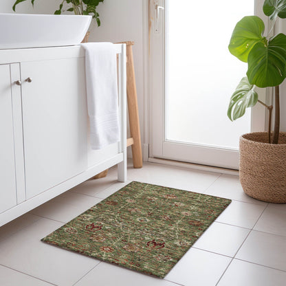 Machine Washable Indoor/ Outdoor Traditional Kashan Chantille Rug