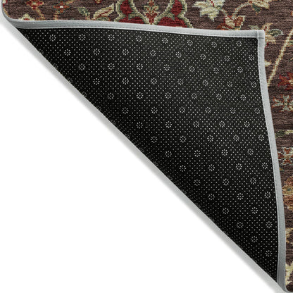 Machine Washable Indoor/ Outdoor Traditional Kashan Chantille Rug