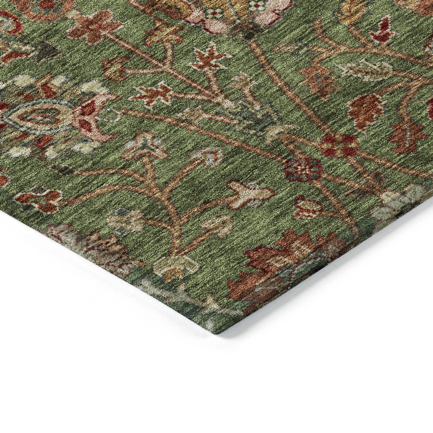 Machine Washable Indoor/ Outdoor Traditional Kashan Chantille Rug