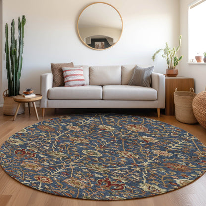 Machine Washable Indoor/ Outdoor Traditional Kashan Chantille Rug