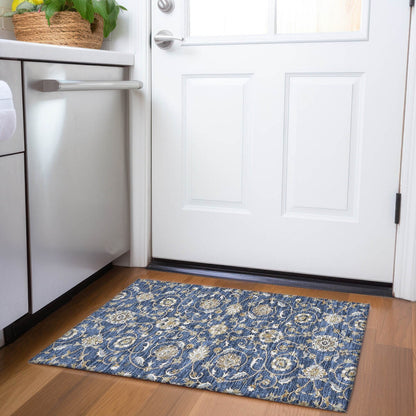 Machine Washable Indoor/ Outdoor Traditional KashanChantille Rug