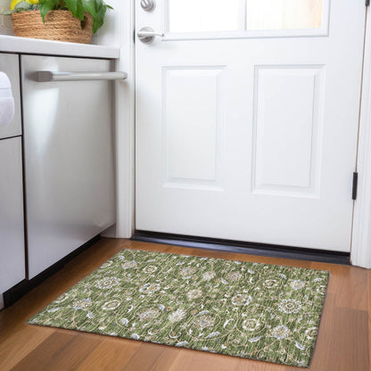 Machine Washable Indoor/ Outdoor Traditional KashanChantille Rug