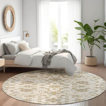 Machine Washable Indoor/ Outdoor Traditional KashanChantille Rug