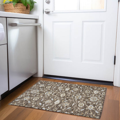 Machine Washable Indoor/ Outdoor Traditional KashanChantille Rug