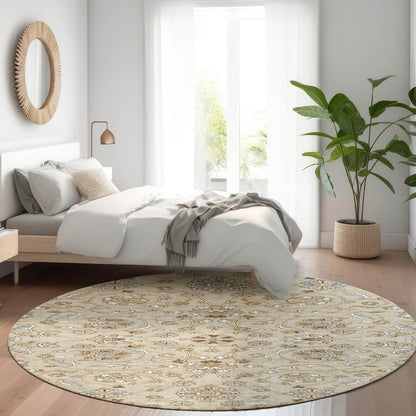 Machine Washable Indoor/ Outdoor Traditional KashanChantille Rug