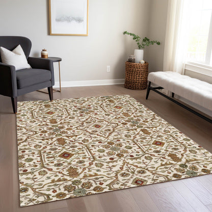 Machine Washable Indoor/ Outdoor Traditional Persian Chantille Rug
