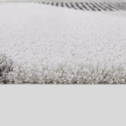 Tapis à poils longs Merril de style moderne du milieu du siècle, à blocs de couleurs