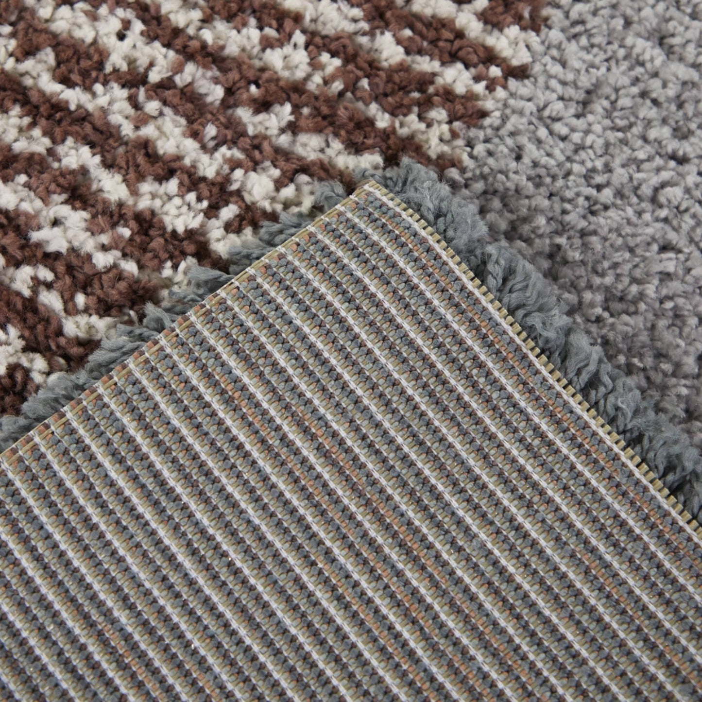 Tapis à poils longs Merril de style moderne du milieu du siècle, à blocs de couleurs