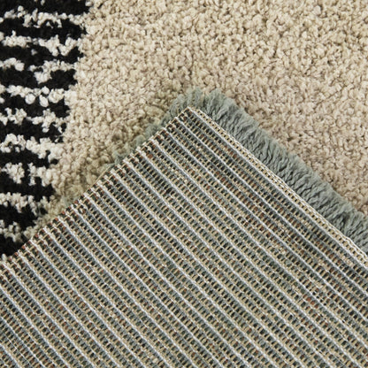 Tapis à poils longs Merril de style moderne du milieu du siècle, à blocs de couleurs