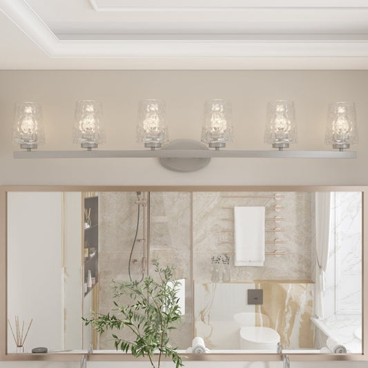 Applique de salle de bain moderne à 6 LED et intensité variable, style milieu du siècle, avec verre artistique - 51 pouces