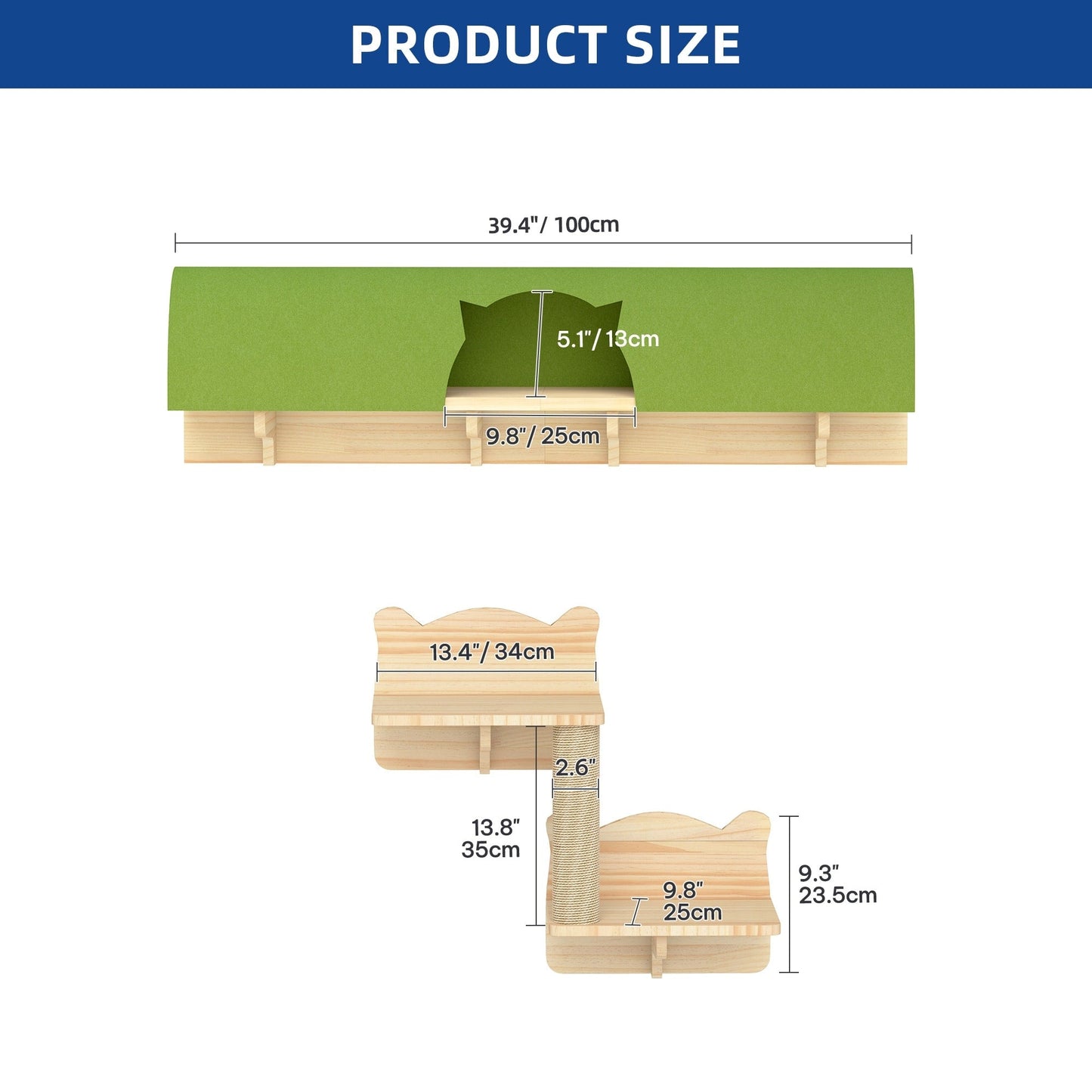 Ensemble d'étagères murales pour chat Moasis Ensemble d'escalade pour chat en bois fixé au mur