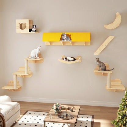 Ensemble d'étagères murales pour chat Moasis Ensemble d'escalade pour chat en bois fixé au mur