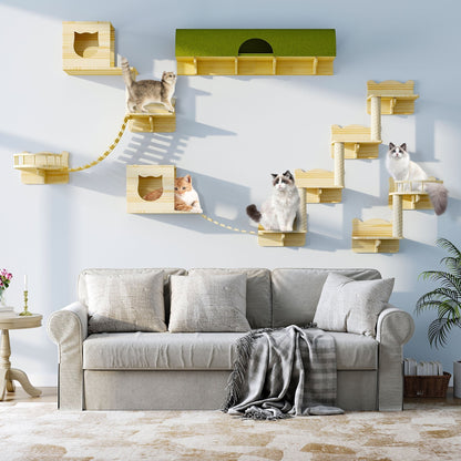 Ensemble d'étagères murales pour chat Moasis Ensemble d'escalade pour chat en bois fixé au mur