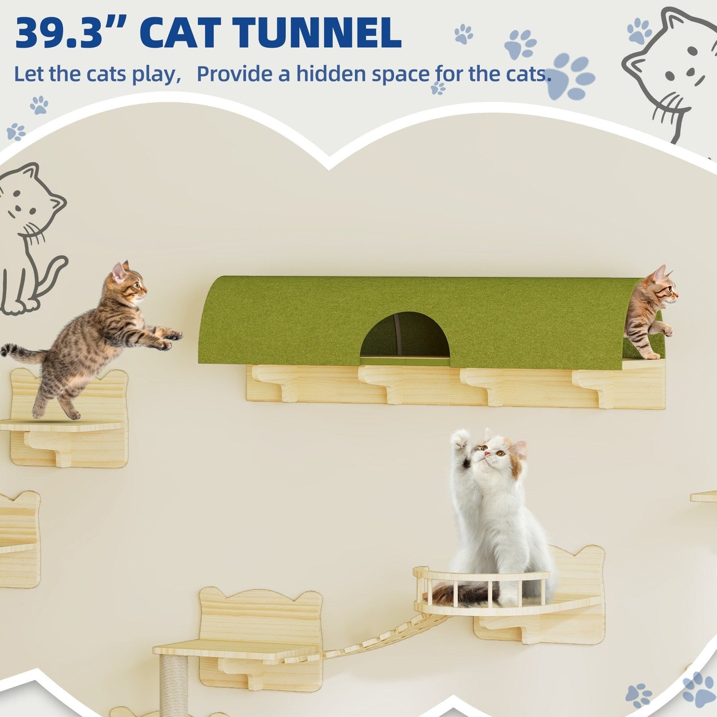 Ensemble d'étagères murales pour chat Moasis Ensemble d'escalade pour chat en bois fixé au mur