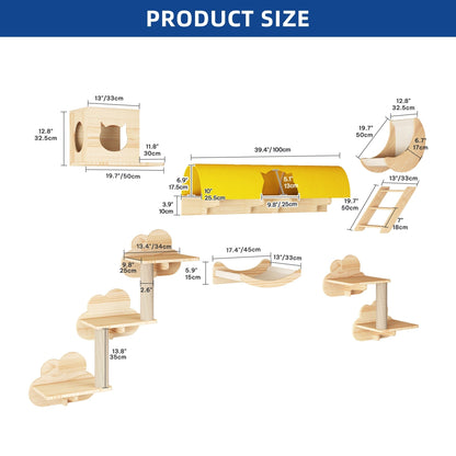 Ensemble d'étagères murales pour chat Moasis Ensemble d'escalade pour chat en bois fixé au mur