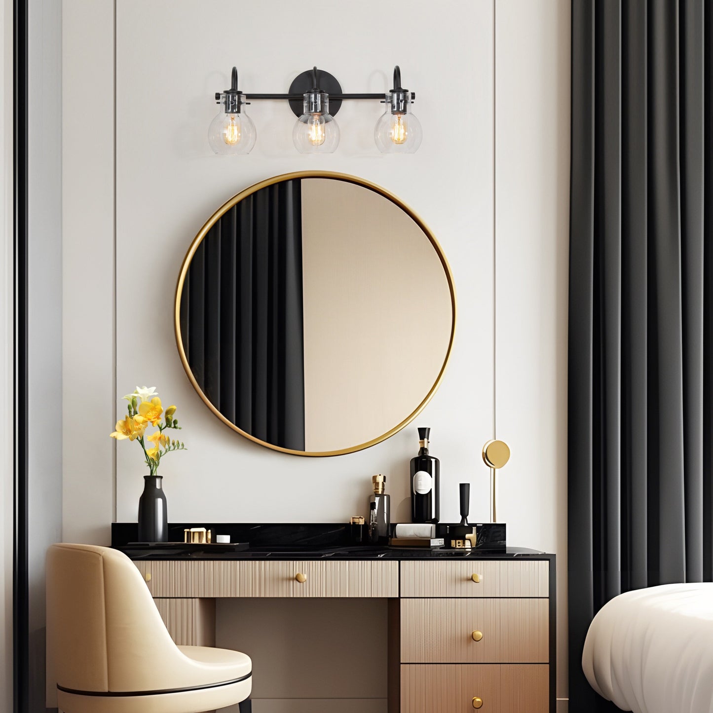Modern 2/3/4/5-Light Bathroom Vanity Light Globe Glass Wall Sconce Minimalist Design