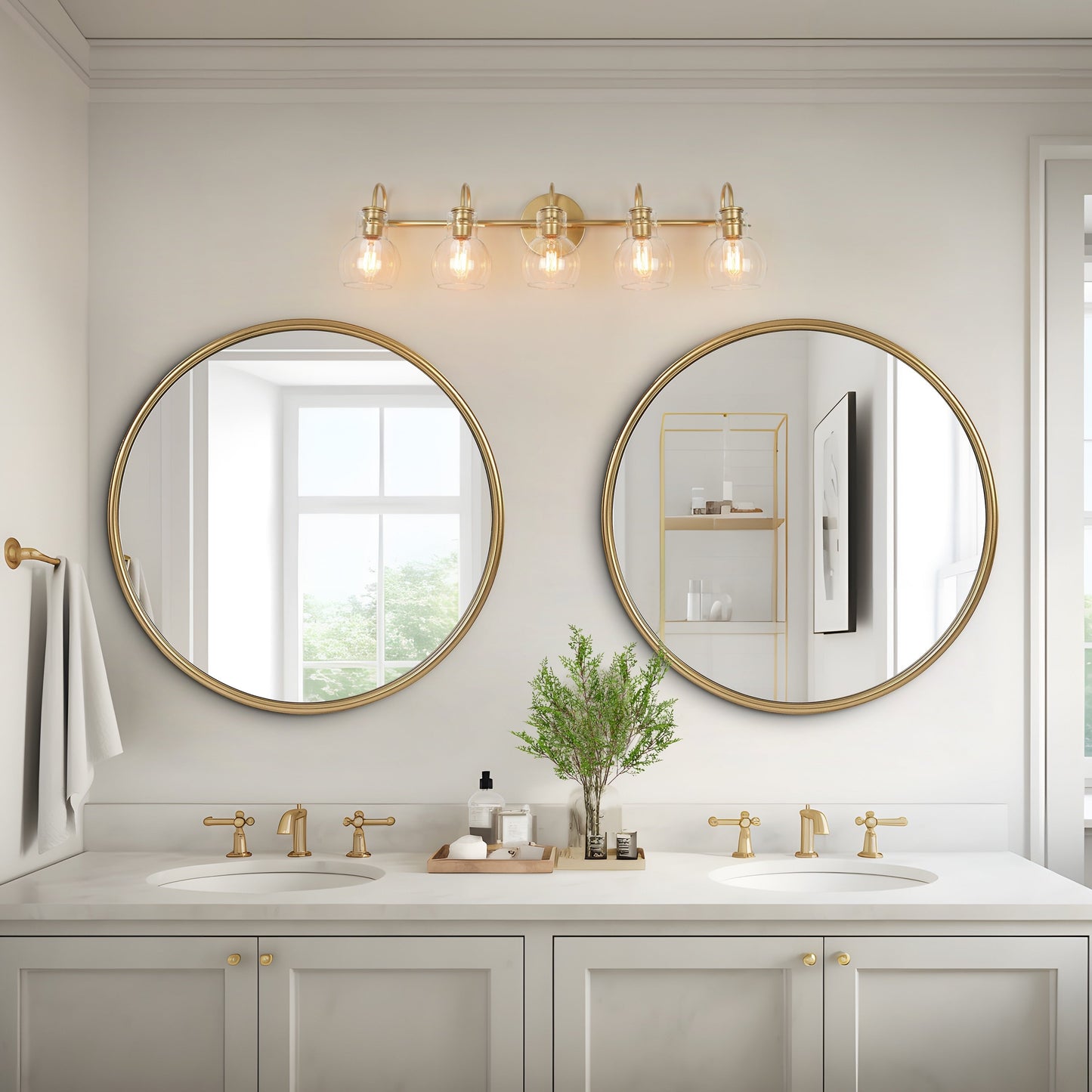 Modern 2/3/4/5-Light Bathroom Vanity Light Globe Glass Wall Sconce Minimalist Design
