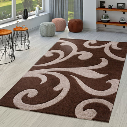 Tapis moderne à motif floral avec contour découpé