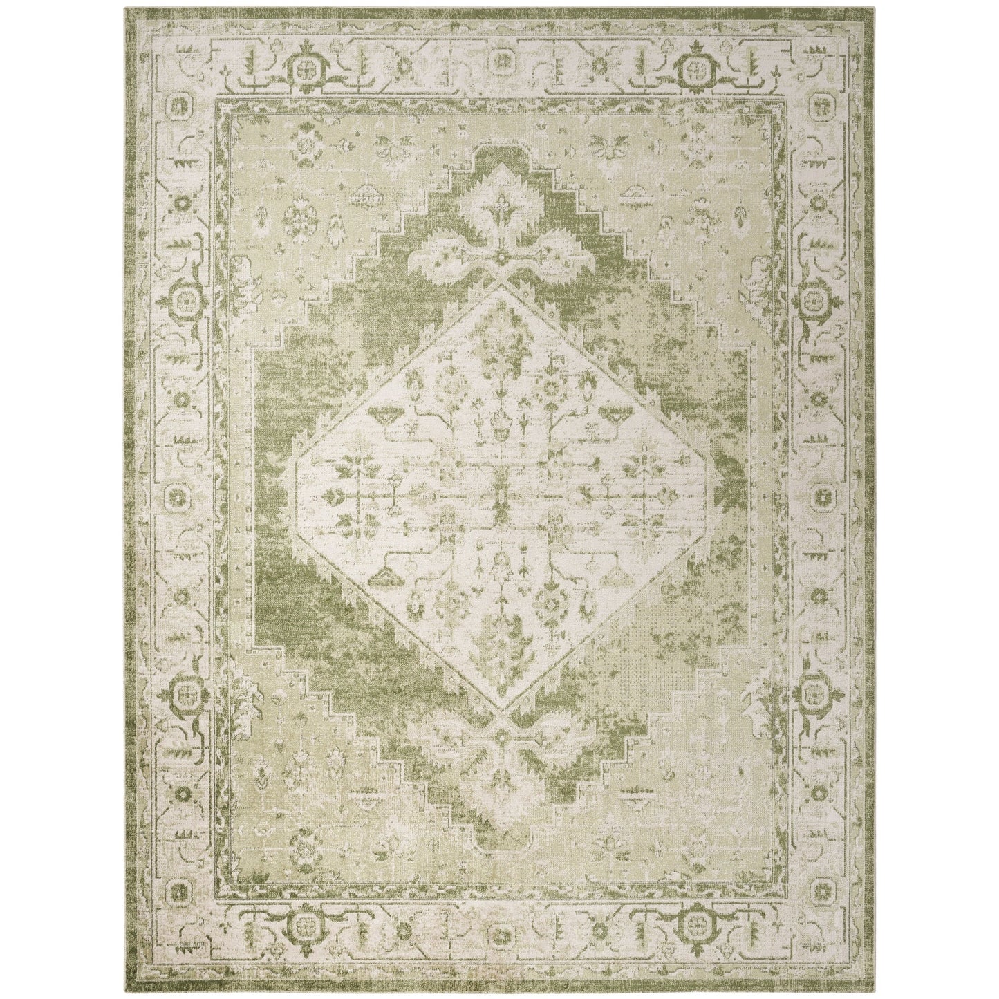 Tapis persan vieilli Nourison Abby lavable en machine pour l'intérieur uniquement