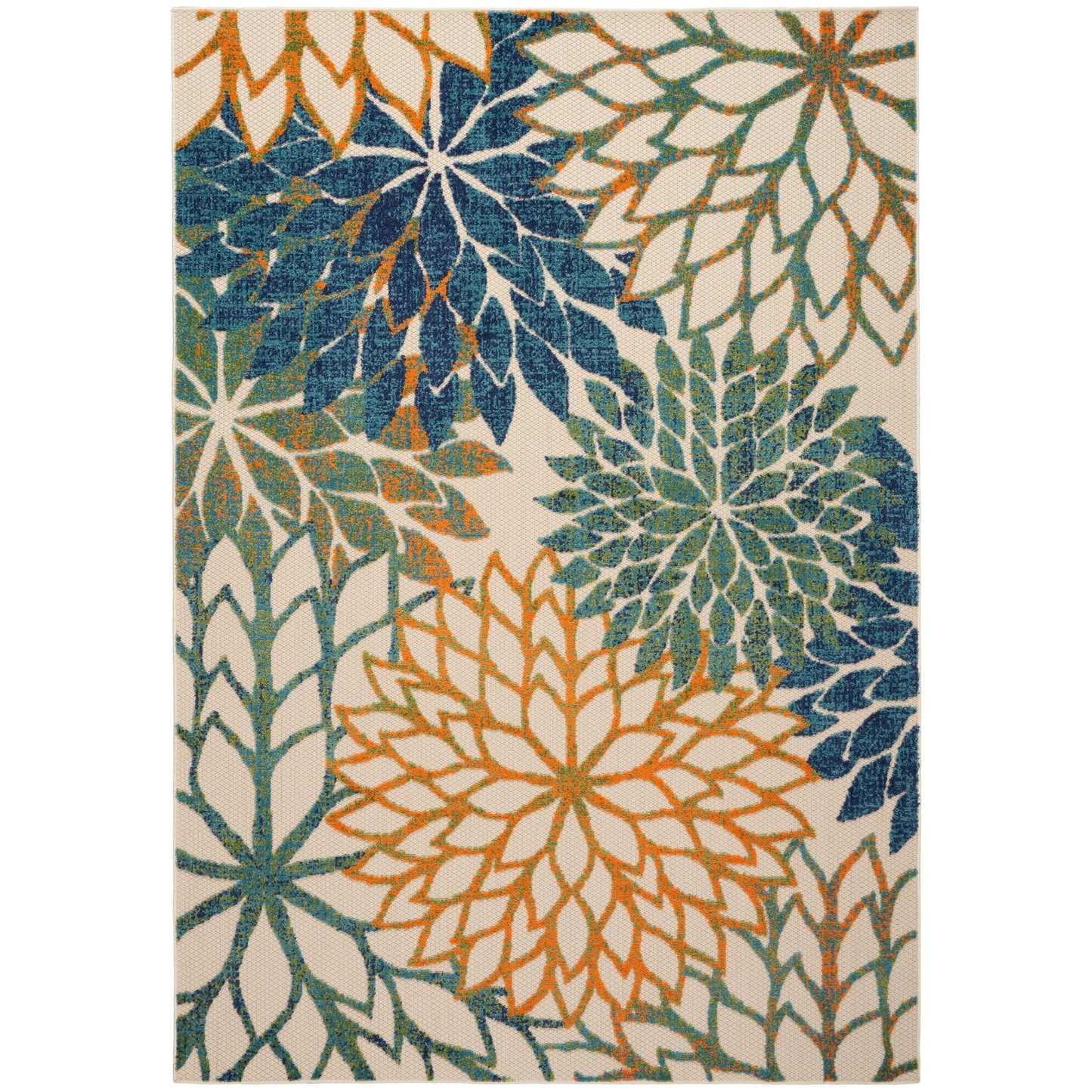 Tapis d'intérieur/extérieur Nourison Alice à motif floral bleu