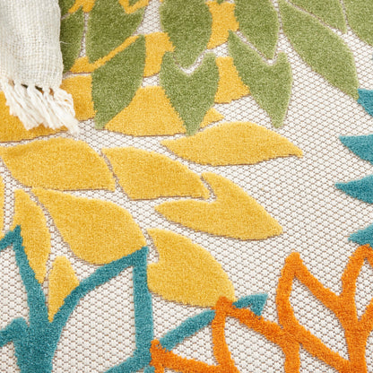 Tapis d'intérieur/extérieur Nourison Alice à motif floral bleu