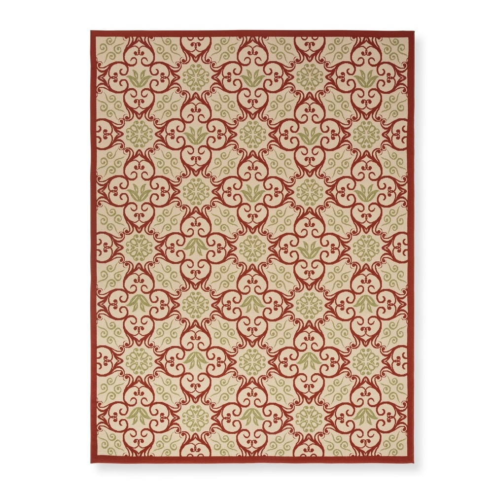 Tapis d'intérieur/extérieur géométrique floral des Caraïbes Nourison