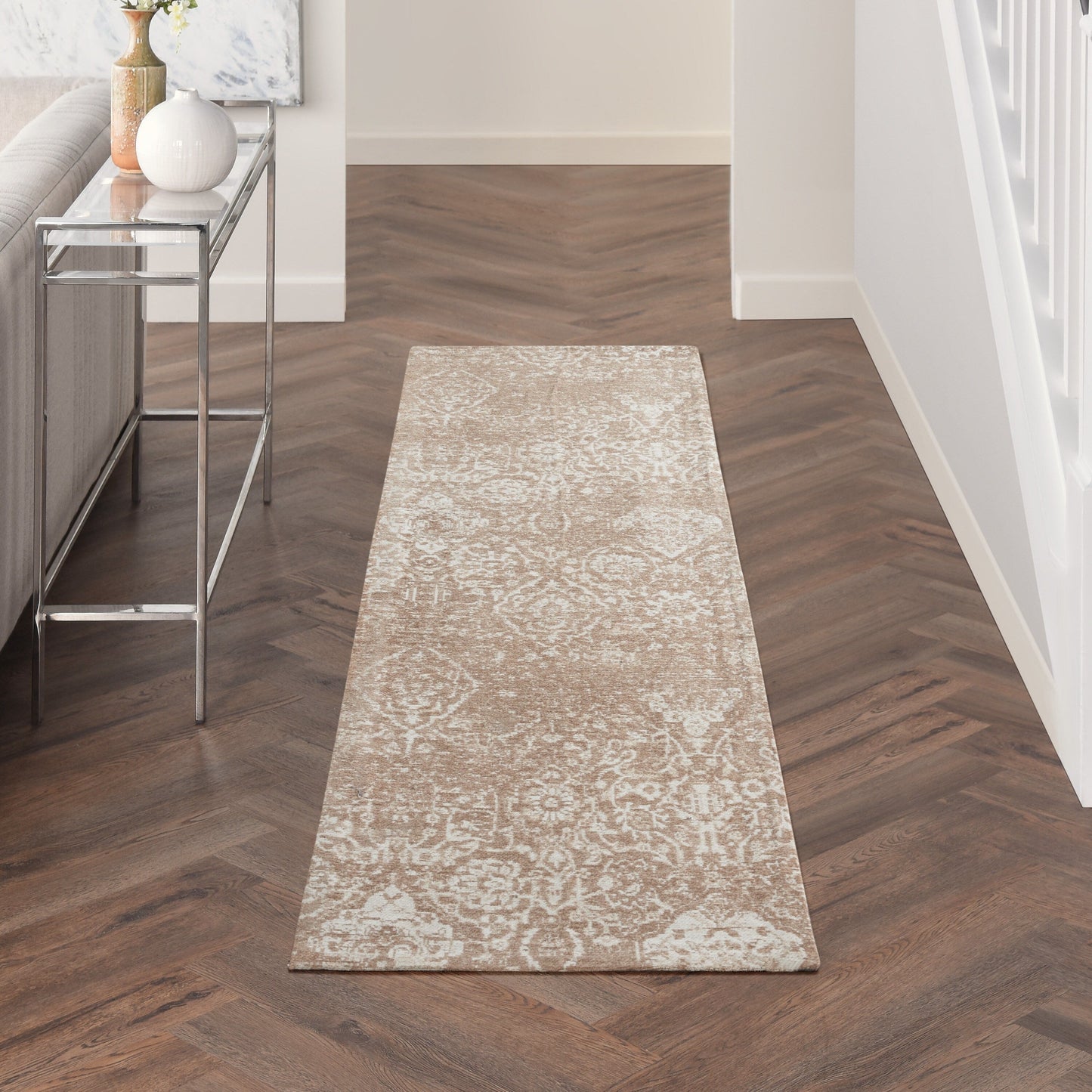 Tapis contemporain Nourison Damask vieilli