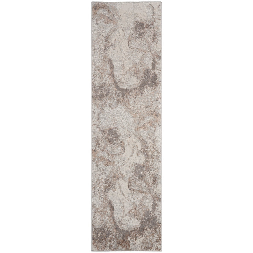 Tapis moderne abstrait gris ivoire Nourison Elation