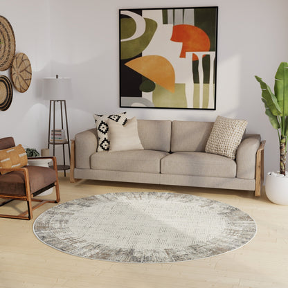 Tapis abstrait gris ivoire Nourison Emily pour l'intérieur uniquement