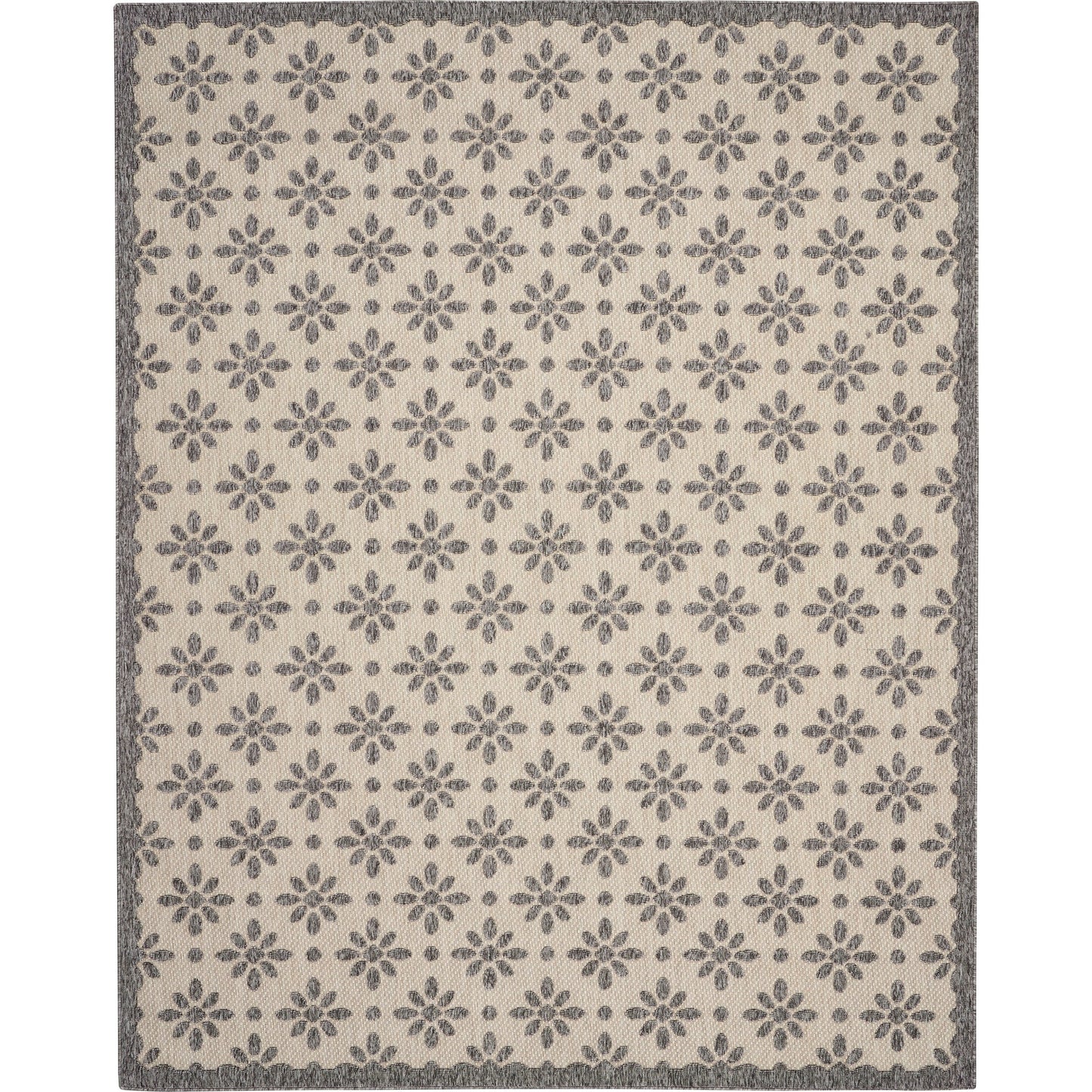 Tapis d'intérieur et d'extérieur géométrique moderne à motif floral et haut-bas Nourison Palamos