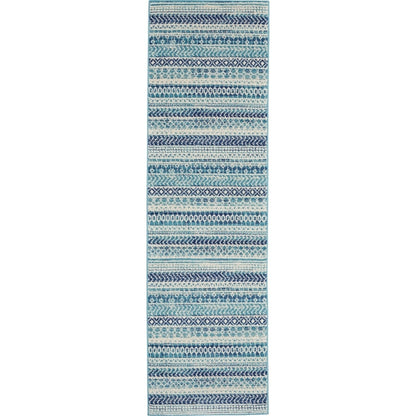 Tapis géométrique côtier bleu indigo Nourison Passion