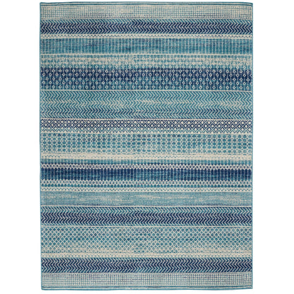 Tapis géométrique côtier bleu indigo Nourison Passion