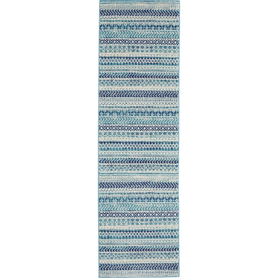 Tapis géométrique côtier bleu indigo Nourison Passion